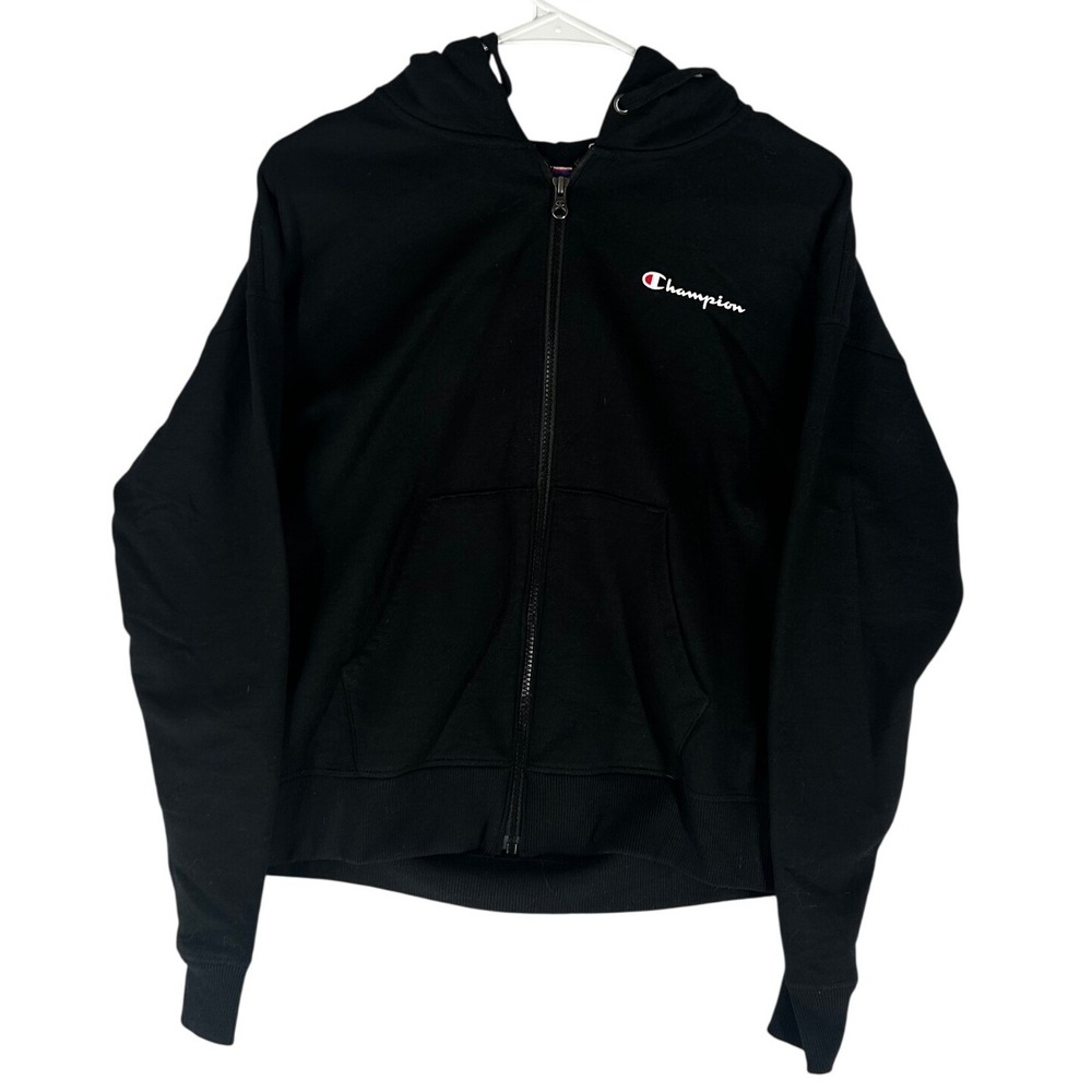 Champion Black Heavyweight Zip Up Hoodie Sweatshirt Men's Size Small
